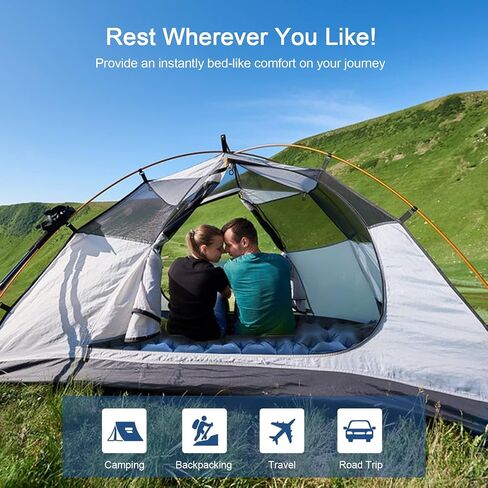 HiiPeak Sleeping Pad for Camping- Ultralight Inflatable Sleeping Mat with Built-in Foot Pump & Pillow, Upgraded Compact Camping Air Mattress for Camping, Backpacking, Hiking in Saudi Arabia