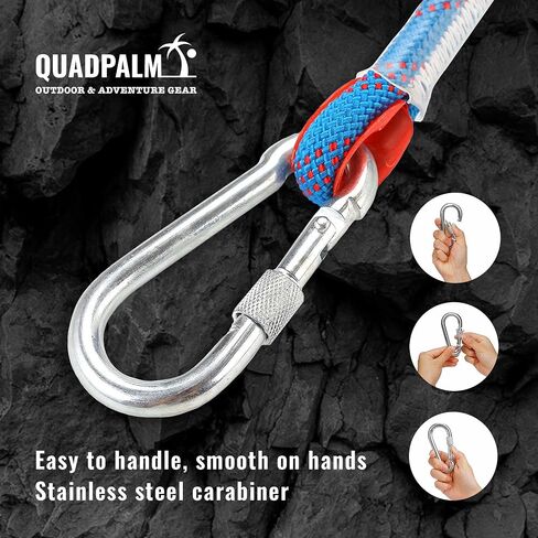 خطاف تصارع بحبل 10 أمتار - خطاف تصارع QUADPALM متعدد الوظائف - 4 مخالب قابلة للطي من الفولاذ المقاوم للصدأ - شديدة التحمل - معدات تسلق الجبال الصخرية والتخييم في الهواء الطلق in Kuwait
