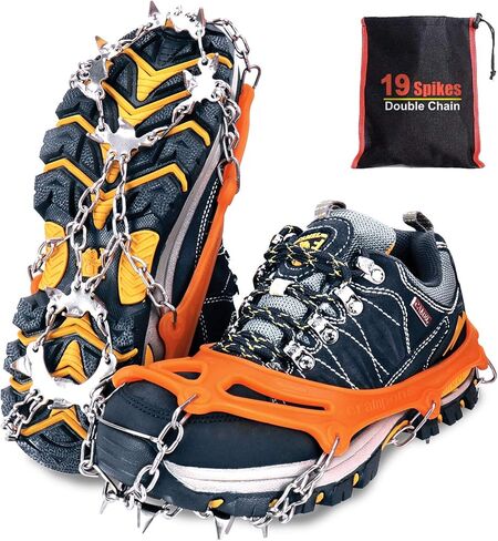 Tevlaphee الأشرطة الجليد المرابط الجر الثلوج القبضات للأحذية أحذية النساء الرجال الأطفال المضادة للانزلاق 19 المسامير للمشي الركض تسلق الصيد المشي لمسافات طويلة وتسلق تسلق الجبال in Kuwait