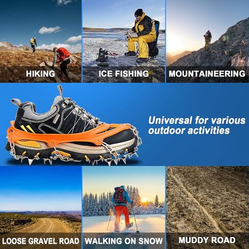 Tevlaphee الأشرطة الجليد المرابط الجر الثلوج القبضات للأحذية أحذية النساء الرجال الأطفال المضادة للانزلاق 19 المسامير للمشي الركض تسلق الصيد المشي لمسافات طويلة وتسلق تسلق الجبال in Kuwait