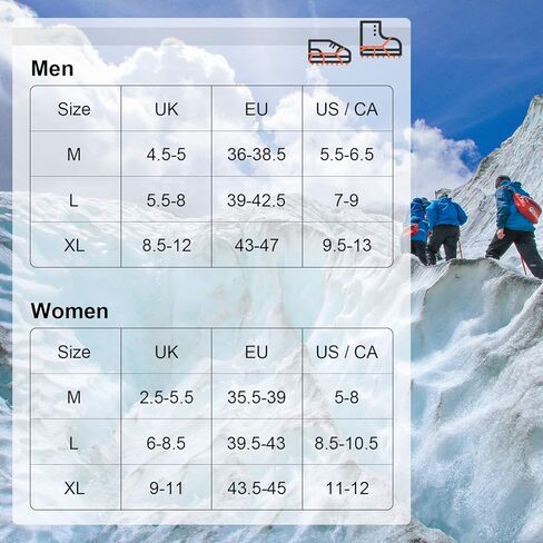Tevlaphee الأشرطة الجليد المرابط الجر الثلوج القبضات للأحذية أحذية النساء الرجال الأطفال المضادة للانزلاق 19 المسامير للمشي الركض تسلق الصيد المشي لمسافات طويلة وتسلق تسلق الجبال in Kuwait