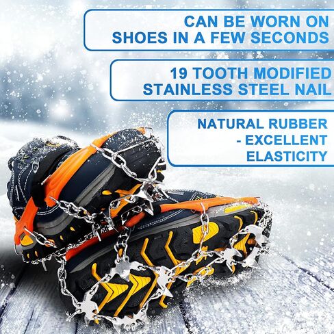 Tevlaphee الأشرطة الجليد المرابط الجر الثلوج القبضات للأحذية أحذية النساء الرجال الأطفال المضادة للانزلاق 19 المسامير للمشي الركض تسلق الصيد المشي لمسافات طويلة وتسلق تسلق الجبال in Kuwait