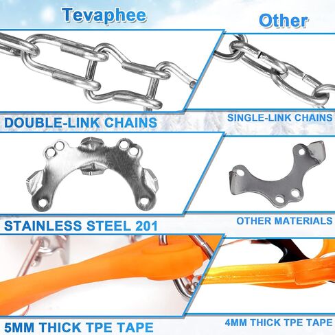 Tevlaphee الأشرطة الجليد المرابط الجر الثلوج القبضات للأحذية أحذية النساء الرجال الأطفال المضادة للانزلاق 19 المسامير للمشي الركض تسلق الصيد المشي لمسافات طويلة وتسلق تسلق الجبال in Kuwait