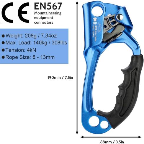 Climbing Hand Ascender for Rock Climbing Arborist (Right and Left) for 8~13 mm Rope in Kuwait
