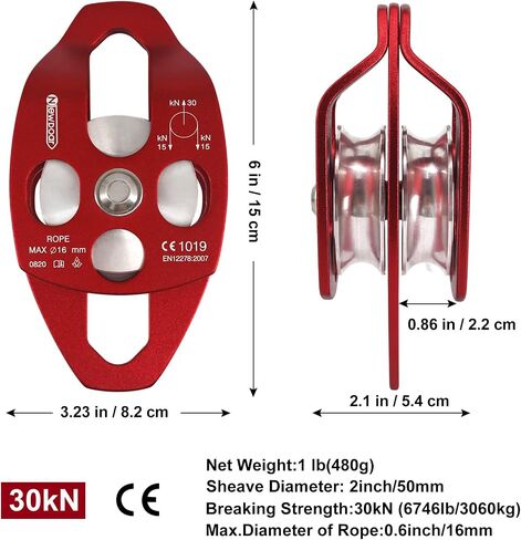 NewDoar 30 KN CE Certified Large Rescue Pulley Single/Double Sheave with Swing Plate in Saudi Arabia