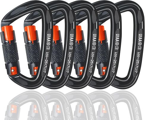 Climbing Carabiner Clips 25kN Auto Locking Carabiner, Professional Heavy Duty Large Locking Carabiner Clips for Rock/Ice Climbing Rappelling Rescue Swing etc, D Shaped, Large Size in Kuwait
