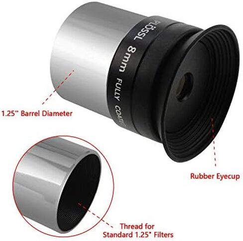 Astromania Telescope Eyepiece 20mm 1.25 Inch Plossl Eyepiece Telescope Lens | 50° Wide-Field Viewing, FMC 4-Element Plossl, Filter Threaded for Visual Astronomy, For Observing Moon Nebulae Star Clusters in Saudi Arabia