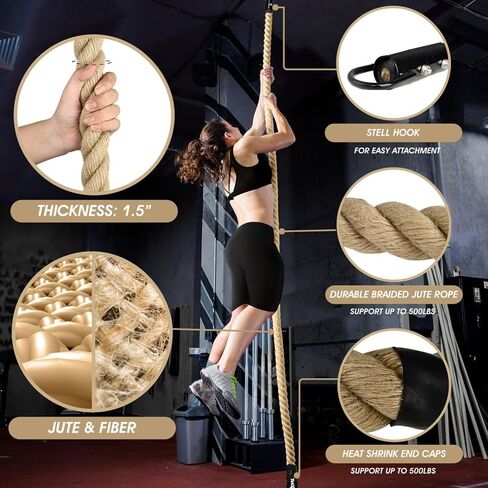 Yes4All Gym Climbing Rope for Fitness & Strength Training, Climbing Exercises & Home Workouts in Kuwait