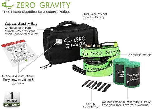 Slackline Kit with Industry Leading Carry/Storage Bag, Upgraded Ratchet w/Molded Finger Grip & Smooth Operation + Tree Protectors; Great Set for Kids, in All respects in Saudi Arabia