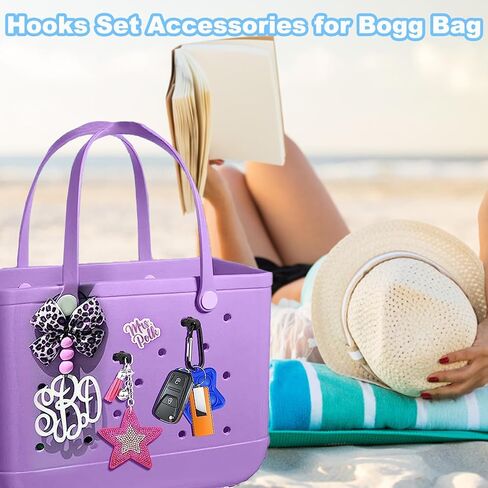 4 Pcs Hooks for Bogg Bags, Accessories for Bogg Bags, Insert Carabiner Keychain Holder Charms Organize Valuables for Beach Bag, for Finding Your Keys in Your Bogg Bag Quickly in Saudi Arabia