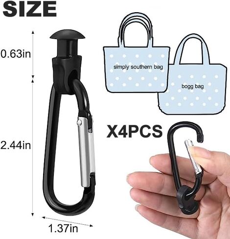 4 Pcs Hooks for Bogg Bags, Accessories for Bogg Bags, Insert Carabiner Keychain Holder Charms Organize Valuables for Beach Bag, for Finding Your Keys in Your Bogg Bag Quickly in Saudi Arabia