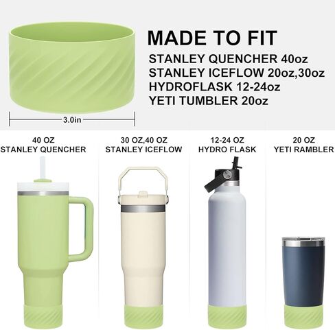 Affute Protective Silicone Boot for Stanley Quencher H2.0 40 oz & IceFlow Flip 20 oz 30 oz and hydroflask 12-24 oz, Anti-Slip Bottle Bottom Sleeve Cover in Kuwait