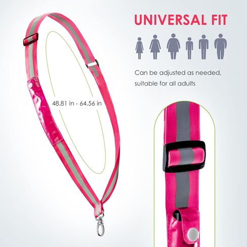 LED Belt Reflective Sash for Walking at Night, High Visibility Adjustable Night Running Safety Gear Rechargeable LED Light Up Running Belt Reflective Gear for Runners Walkers Men Women in Kuwait