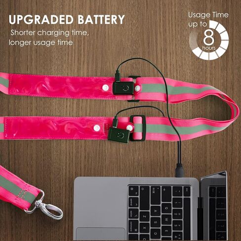 LED Belt Reflective Sash for Walking at Night, High Visibility Adjustable Night Running Safety Gear Rechargeable LED Light Up Running Belt Reflective Gear for Runners Walkers Men Women in Kuwait