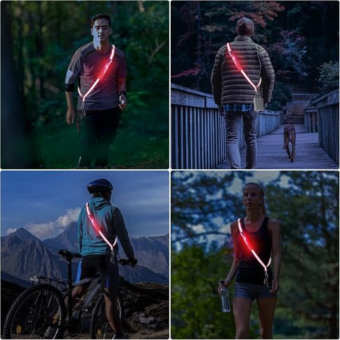LED Belt Reflective Sash for Walking at Night, High Visibility Adjustable Night Running Safety Gear Rechargeable LED Light Up Running Belt Reflective Gear for Runners Walkers Men Women in Kuwait