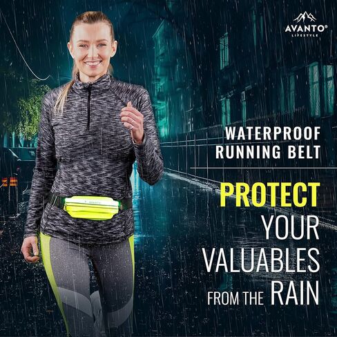 AVANTO LED Reflective Running Belt with Zipper Pocket and Reflective Light, Waterproof Phone Carrier for Runners, USB Rechargeable LED Belt, Runners Belt, Reflective Fanny Pack, High Reflective Color in Saudi Arabia