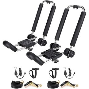 J-Bar Rack Roof Top Mount with 16 Ft Ratchet Lashing Straps, Folding Carrier for Your Canoe, SUP and Kayaks on SUV Car Truck in Saudi Arabia