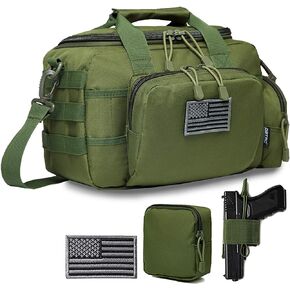 DBTAC DO MORE & BE MORE Gun Case Bag Small | Tactical 2-Pistol Bag Handgun Duffle Bag with Lockable Zipper for Shooting Range Outdoor Hunting | US Flag Patch + MOLLE Pouch + Universal Holster Included