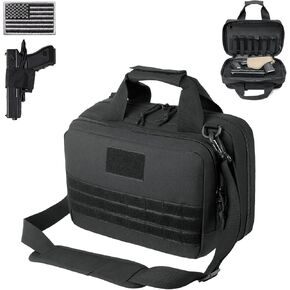 حقيبة DBTAC Gun Case XS | حقيبة مسدس تكتيكية 1 ~ 2 حقيبة إطلاق ناري مع سحاب قابل للقفل لنطاق الرماية والصيد في الهواء الطلق | رقعة علم الولايات المتحدة + حافظة عالمية متضمنة