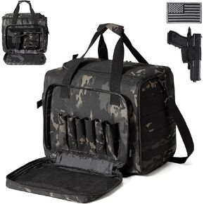 DBTAC Gun Case Bag Large | Tactical 4+ Pistol Bag Firearm Shooting Case with Lockable Zippers for Shooting Range Outdoor Hunting | 2X Removable Dividers + US Flag Patch + Universal Holster Included