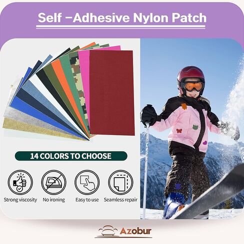 Azobur 6-Pack Nylon Repair Patch Self Adhesive Vinyl Outdoor Camping Gear Repair Kit,Waterproof Fabric Repair Patches for Down Jacket, Tent, Sleeping Bag （Black） in Kuwait