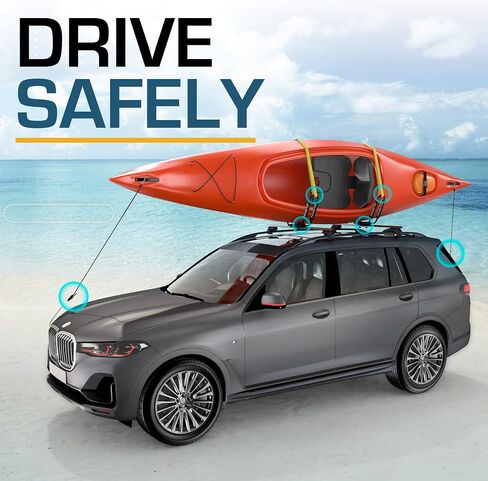 AVENN Kayak HD حامل سقفي للسيارة SUV علوي عالمي J-Bar Canoe Boat Surf Ski Carrier مع حزام جلد وأشرطة ربط صارمة للأسفل in Saudi Arabia