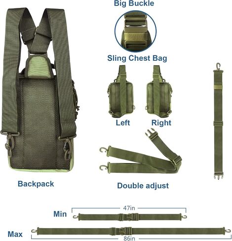 DegeTMVe المزدوج مسدس الحافظة حقيبة صدر للرجال أخفى حمل الرافعة Crossbody التكتيكية المدى بندقية قابلة للتحويل على ظهره اطلاق النار الصيد in Kuwait