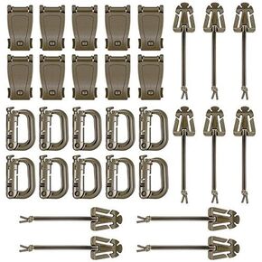 BOOSTEADY 36PCS Attachments for Tactical Backpack Vest Belt,D-Ring Grimloc Locking Gear Clip, Web Dominator Elastic Strings, Strap Management Tool Buckle,Hydration Tube Clips,Key Ring,MOLLE Bag in Kuwait