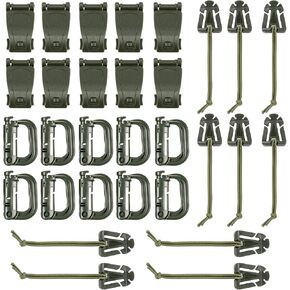 BOOSTEADY 36PCS Attachments for Tactical Backpack Vest Belt,D-Ring Grimloc Locking Gear Clip, Web Dominator Elastic Strings, Strap Management Tool Buckle,Hydration Tube Clips,Key Ring,MOLLE Bag in Saudi Arabia