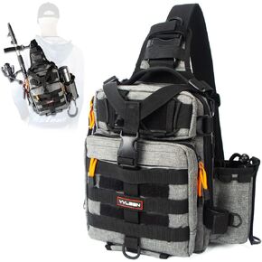 YVLEEN Fishing Tackle Backpack Storage Bag，Water-Resistant Fishing Backpack with Rod Holder，Fishing Gear Bag Gift for Men