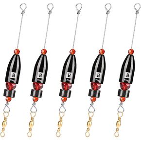 Booms Fishing CRR Carolina Ready Rigs for Bass Fishing Saltwater, 5pcs Brass Pre-Rigged Kit, Fishing Weights Bullet Weights Keeper, 4 Sizes 1/4oz 1/2oz 3/4oz 1oz in Saudi Arabia