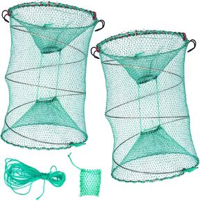 Drasry Fishing Bait Trap for Crawfish Shrimp Net Portable Accessories 15.7in x 11.8in (30cm x 40cm) 0.28 Inch Mesh Collapsible Fish Trap