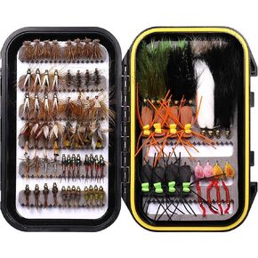 Wifreo Fly Fishing Flies Assortment with Waterproof Fly Box, 28/40/64/92/120pcs Dry/Wet/Nymph/Streamer Flies, Trout/Bass/Panfish/Salmon Fishing Flies in Saudi Arabia