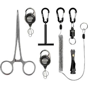 Booms Fishing FF3 7 PCS Fly Fishing Tools Kit, Fishing Knot Tool and Line Clipper Retractor, Magnetic Net Release with Lanyard, Fly Fishing Tippet Spool Holder, Hook Remover Forceps in Saudi Arabia