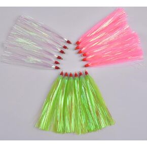 Fishing Teasers,12/18pcs Saltwater Bucktail Teasers Mylar Flash Teaser Tail Trolling Skirt Lures for Flounder Rigs Saltwater Fishing Lures Plugs 3 Colors in Saudi Arabia