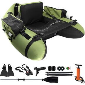 Fishing Float Tube with Adjustable Backpack Straps, Storage Pockets, Fish Ruler, Fly Fishing Boat with Pump, Oar, Rod Holder and Mount, Fins, 350LBS Load Bearing Capacity, FT003 in Saudi Arabia