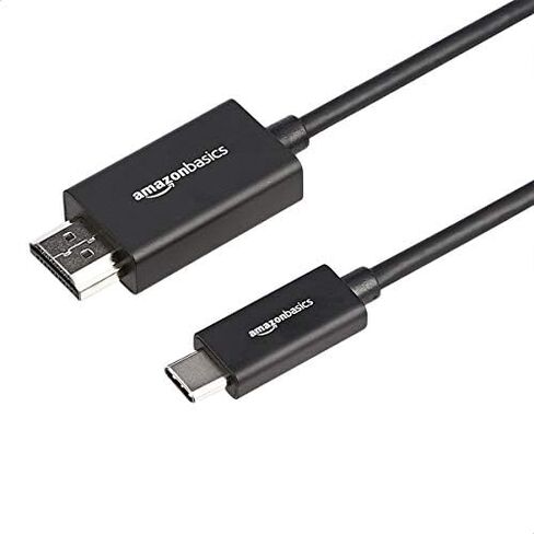 Amazon Basics Premium Aluminum USB-C (Source) to HDMI (Display) Cable Adapter (Thunderbolt 3 Compatible) 4K@60Hz, 3-Foot, Black in Saudi Arabia