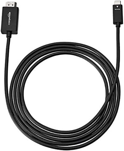 Amazon Basics Premium Aluminum USB-C (Source) to HDMI (Display) Cable Adapter (Thunderbolt 3 Compatible) 4K@60Hz, 3-Foot, Black in Saudi Arabia