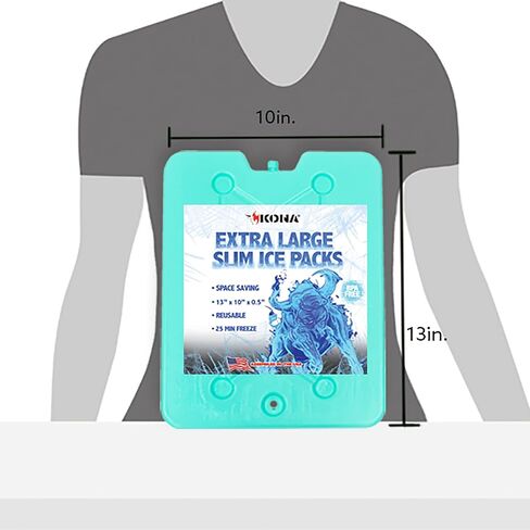 Kona XXL Ice Packs for Coolers – 2 lb Reusable Slim Freezer Packs, Long-Lasting Dry Ice Alternative for Cooler Bags, 13×10 Inch, Fast Freeze (-5 °C), Available in Multiple Pack Quantities in Kuwait