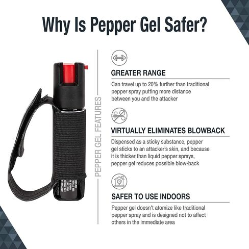 SABRE Runner Pepper Gel, Maximum Police Strength OC Spray, Reflective Hand Strap for Easy Carry & Quick Access, 35 Bursts, Secure & Easy to Use Safety, Optional Clip-On Alarm & LED Armband Combos in Kuwait