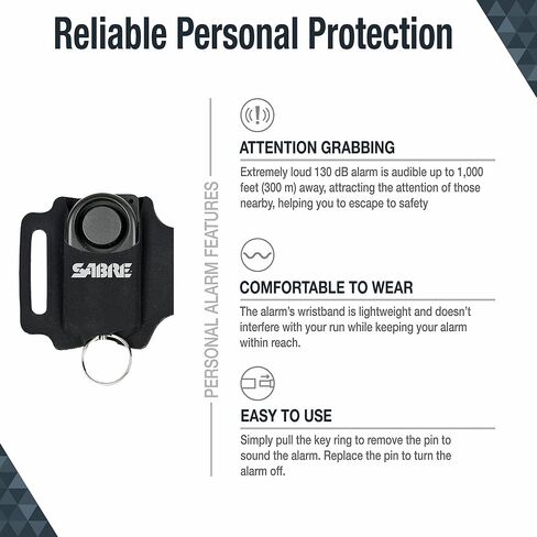 SABRE Runner Pepper Gel, Maximum Police Strength OC Spray, Reflective Hand Strap for Easy Carry & Quick Access, 35 Bursts, Secure & Easy to Use Safety, Optional Clip-On Alarm & LED Armband Combos in Kuwait