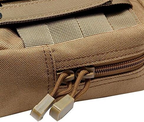 الحقيبة التكتيكية RubRab Molle للأحزمة والسترات وحقائب الظهر وملحقات معدات المرافق وحقيبة الجيب والمشي لمسافات طويلة في الهواء الطلق مع رقعة علم الولايات المتحدة الأمريكية مجانًا (حقيبة عادية، بنية) in Kuwait