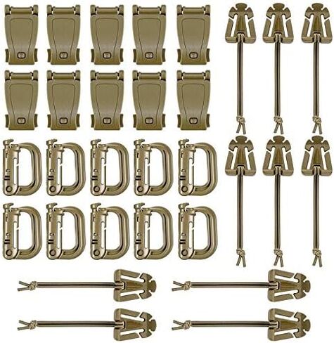 BOOSTEADY 36PCS Attachments for Tactical Backpack Vest Belt,D-Ring Grimloc Locking Gear Clip, Web Dominator Elastic Strings, Strap Management Tool Buckle,Hydration Tube Clips,Key Ring,MOLLE Bag in Saudi Arabia