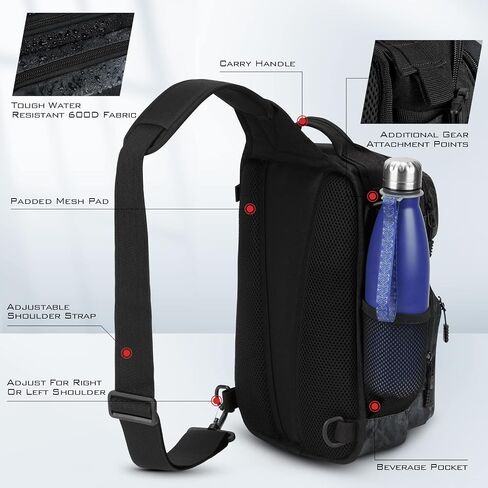 KastKing Blowbak Fishing Sling Bag, Fishing Backpack with Rod Holder | Fishing Bag Storge Fishing Gear, Gift for Men, Molle System, Water-Resistant Material in Kuwait