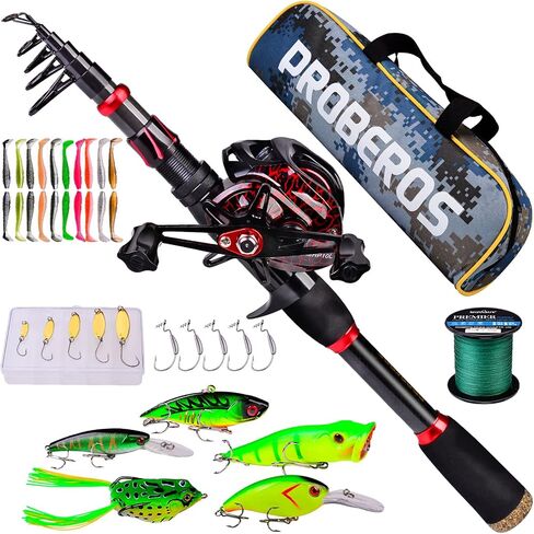 Fishing Rod and Reel Combo, 6.9ft Carbon Fiber Telescopic Fishing Pole with Spinning/Baitcasting Reel Combos, Sea Saltwater Freshwater Ice Bass Fishing Tackle Set Fishing Rods Kit in Saudi Arabia