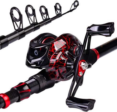 Fishing Rod and Reel Combo, 6.9ft Carbon Fiber Telescopic Fishing Pole with Spinning/Baitcasting Reel Combos, Sea Saltwater Freshwater Ice Bass Fishing Tackle Set Fishing Rods Kit in Saudi Arabia