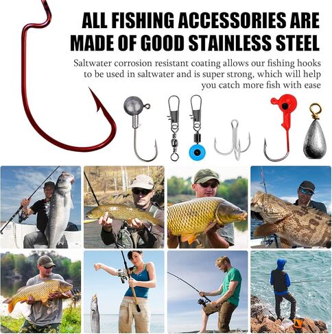 مجموعة إكسسوارات صيد 263 قطعة، مجموعة أدوات محطة الصيد مع مغارعين أوزان صيد الأسماك، خطافات رقصة، مشبك دوار دوار، عوام، خرز، معدات صيد مع صندوق معالجة للمياه المالحة in Kuwait