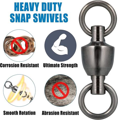 Dr.Fish Fishing Swivels Ball Bearing Swivels Saltwater Swivels Fishing Tackles Stainless Heavy Duty Black Nickel Terminal Tackle Fishing Swivels & Snaps in Saudi Arabia