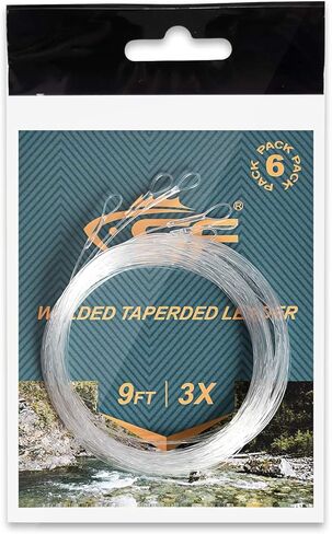 SF Pre-Tied Loop Fly Fishing Tapered Leader Nylon Clear Trout Freshwater Saltwater Bonefish Permit Bass Salmon Steelhead 7.5FT 9FT 10FT 12FT 15FT 0X 1X 2X 3X 4X 5X 6X 7X in Saudi Arabia