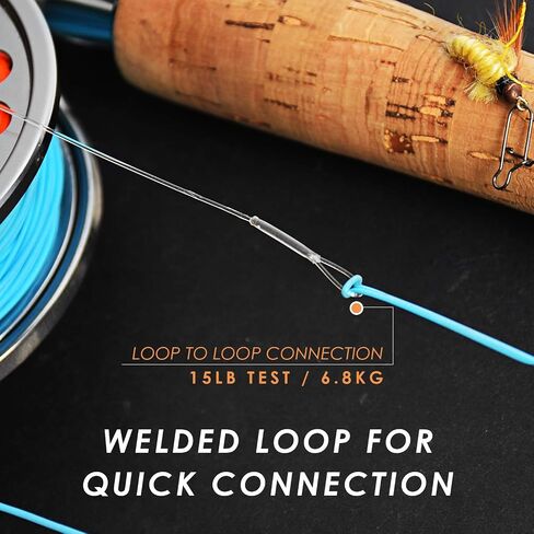 SF Pre-Tied Loop Fly Fishing Tapered Leader Nylon Clear Trout Freshwater Saltwater Bonefish Permit Bass Salmon Steelhead 7.5FT 9FT 10FT 12FT 15FT 0X 1X 2X 3X 4X 5X 6X 7X in Saudi Arabia
